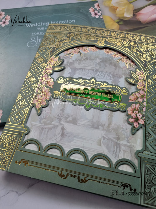 Flower Hindu Muslim Christian Sikh invitation Cards EJ-5155