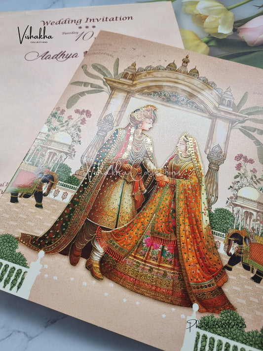 Hathi Dulah Dulhan Hindu Sikh invitation Cards EJ-5160