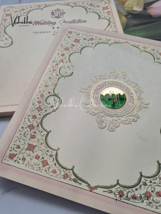 Semi Box Flower Hindu Muslim Christian Sikh invitation Cards EJ-5172