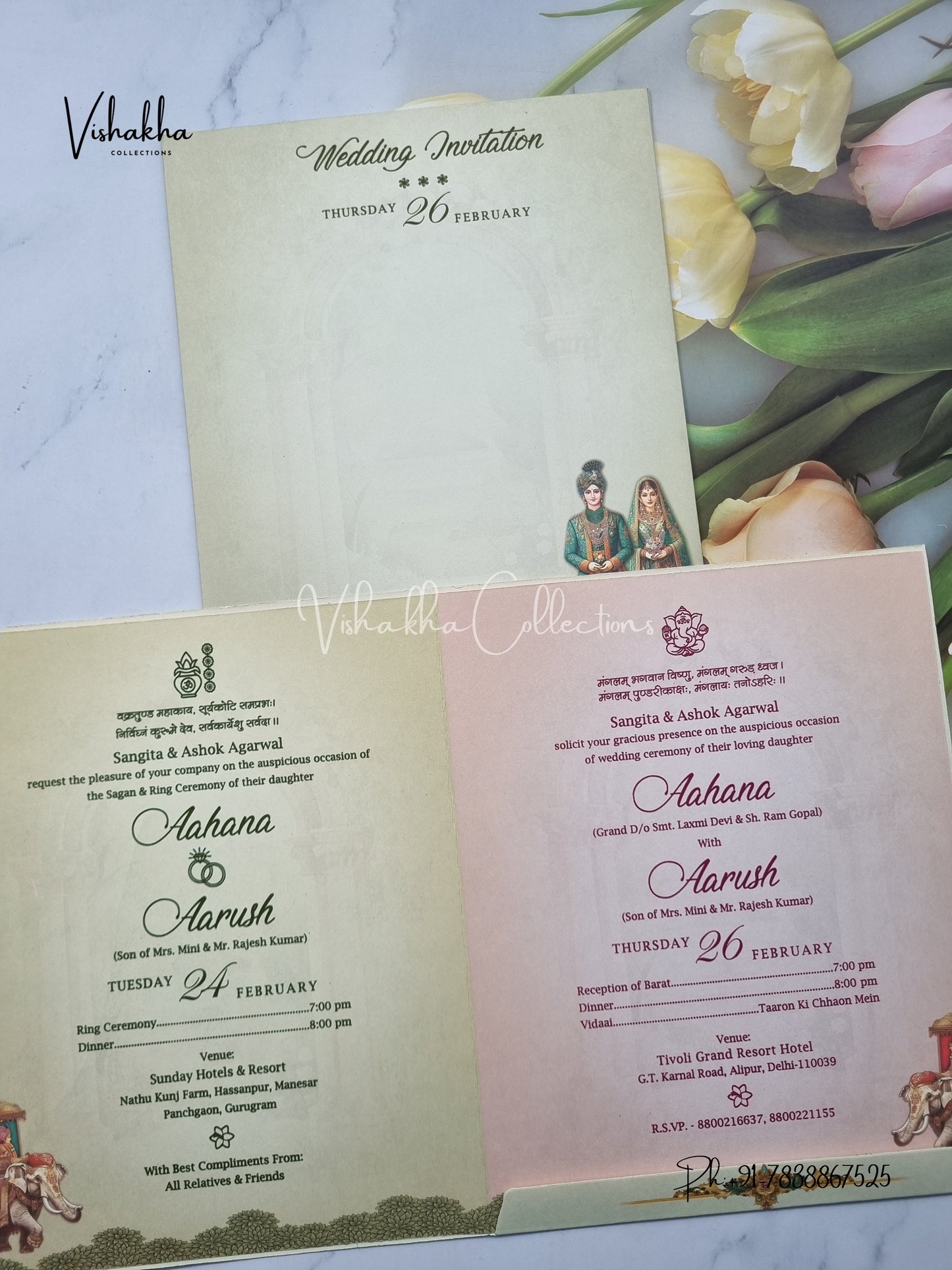 Peacock Dulah Dulhan Hindu Sikh invitation Cards EJ-5187