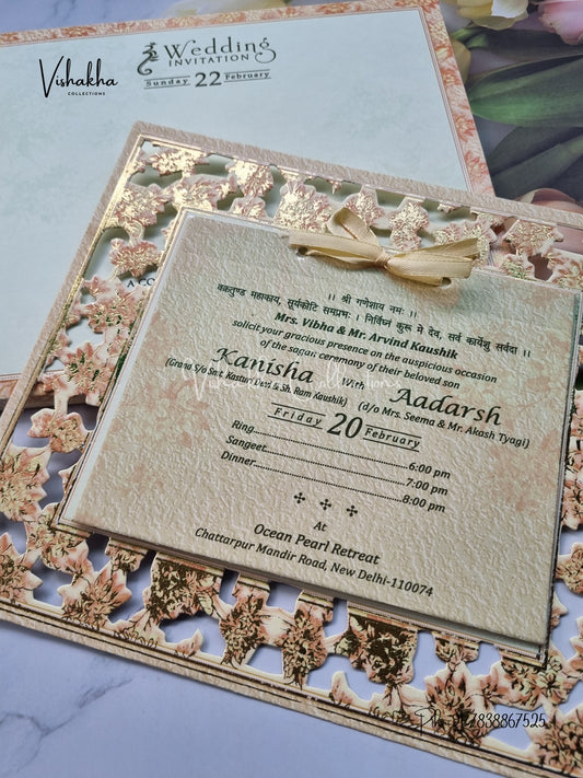 Flower Hindu Muslim Christian Sikh Laser Cut invitation Cards EJ-5198