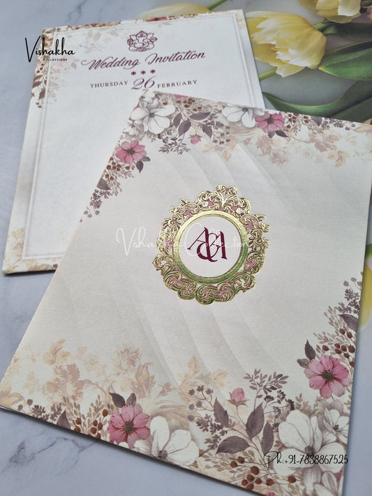 Flower Hindu Muslim Christian Sikh invitation Cards EJ-5201