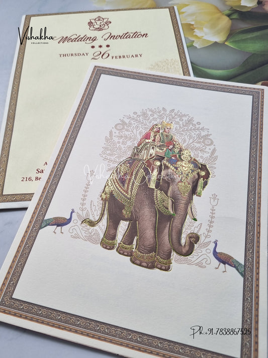 Hathi Hindu invitation Cards EJ-5202