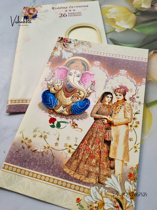 Ganesh Ji Dulah Dulhan Hindu invitation Cards EJ-5247