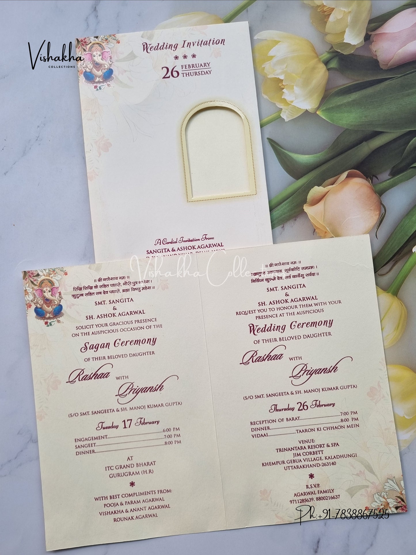 Ganesh Ji Dulah Dulhan Hindu invitation Cards EJ-5247