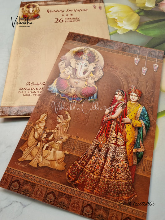 Ganesh Ji Dulah Dulhan Hindu invitation Cards EJ-5253