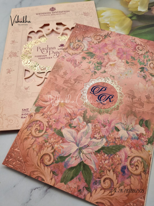 Flower Hindu Muslim Christian Sikh invitation Cards EJ-5266