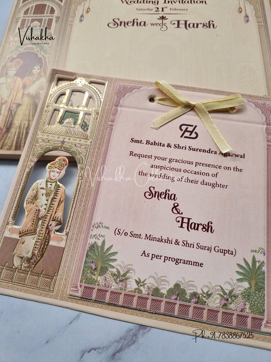 Dulah Dulhan Hindu Sikh Laser Cut invitation Cards EJ-5277