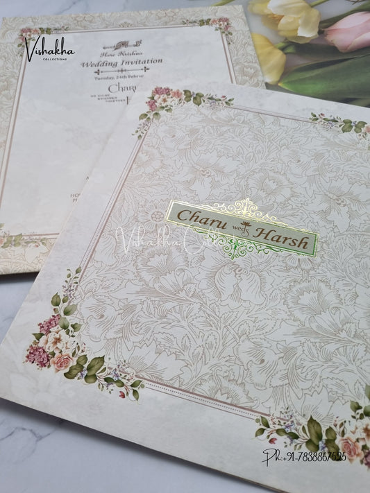 Flower Hindu Muslim Christian Sikh invitation Cards EJ-5279