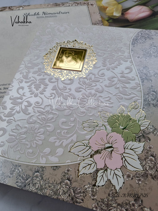 Flower Hindu Muslim Christian Sikh invitation Cards EJ-5290