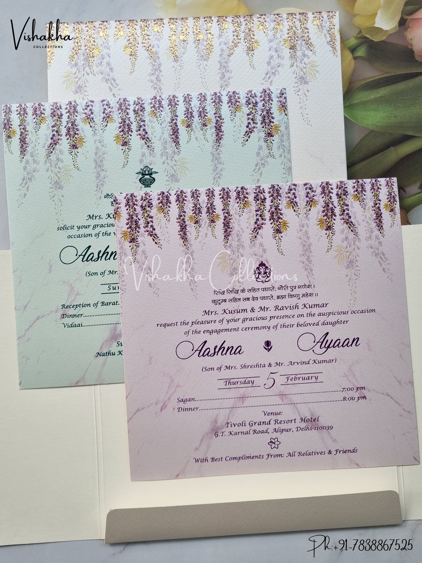 Hathi Flower Hindu Sikh invitation Cards EJ-5310