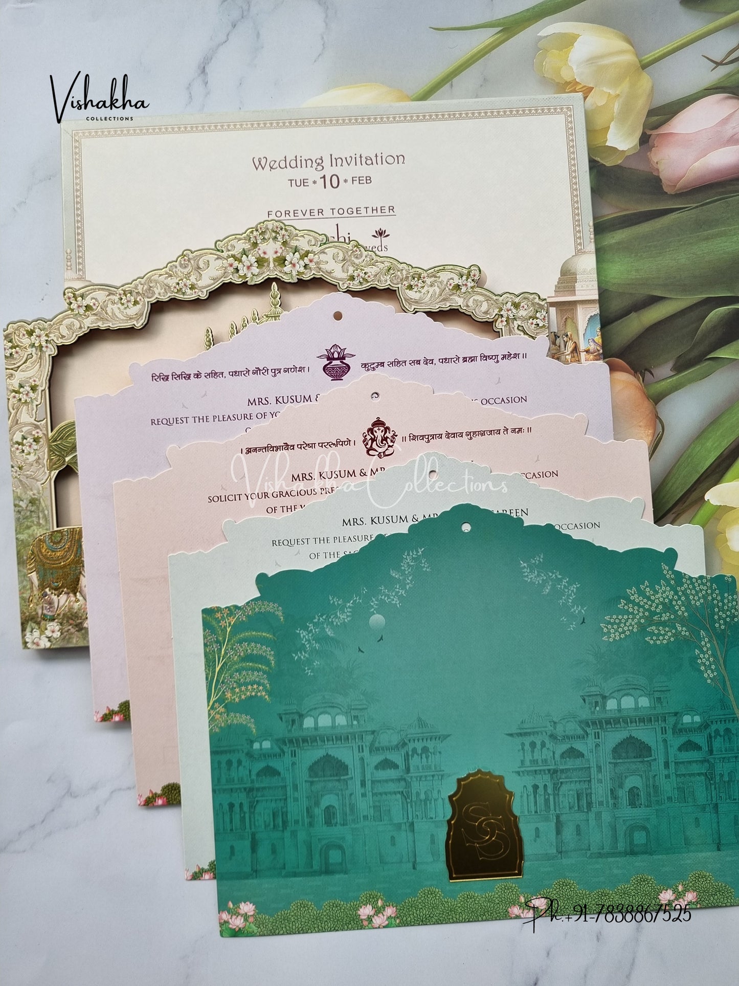 Semi Box Hathi Hindu Sikh MDF Board Laser Cut invitation Cards EJ-5333