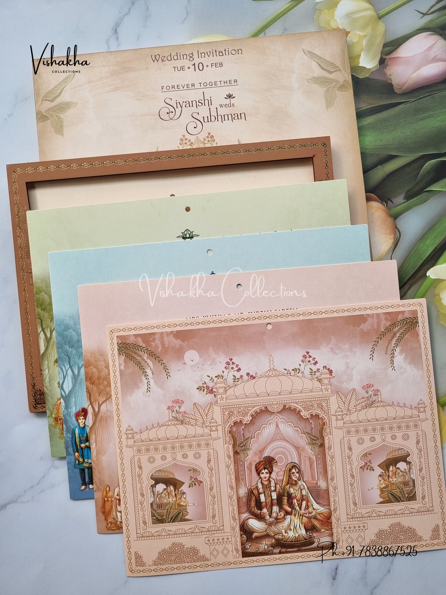 Semi Box Dulah Dulhan Hindu Sikh MDF Board Laser Cut invitation Cards EJ-5334