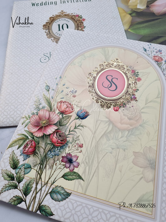 Flower Hindu Muslim Christian Sikh invitation Cards EJ-5357