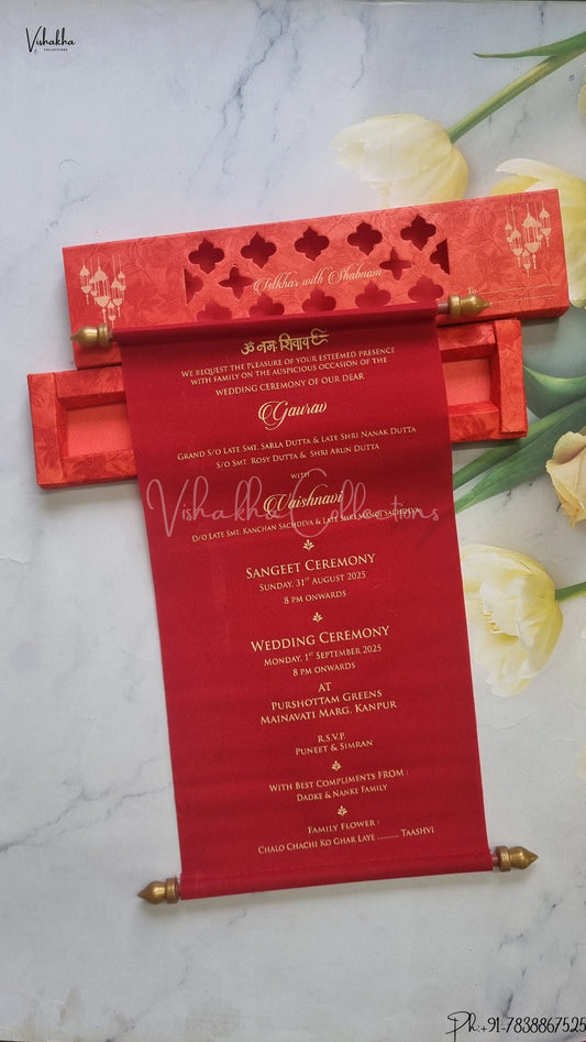 Hindu Muslim Christian Jain Sikh Scroll Farman Colored wedding invitation Cards FC-079