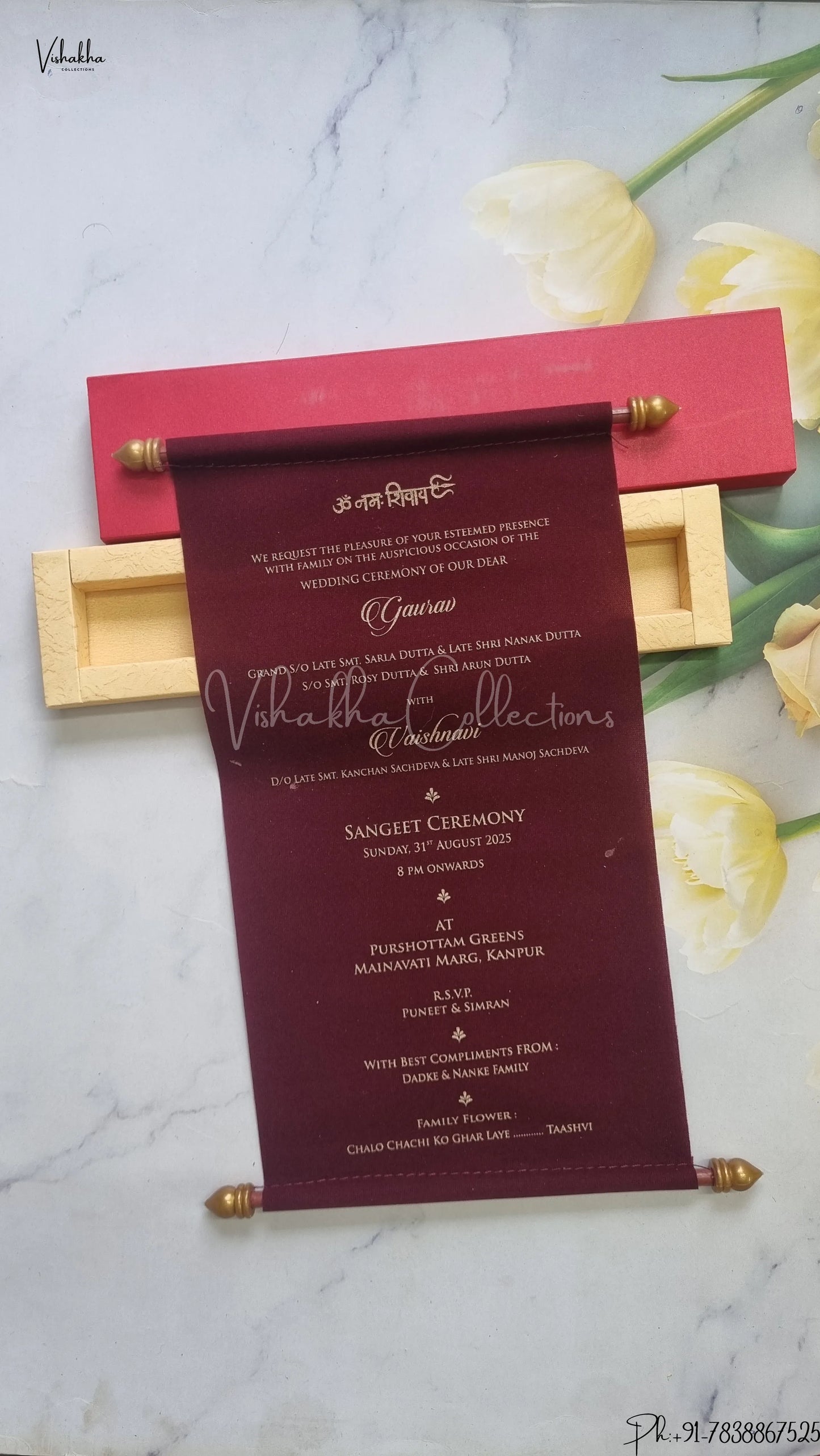 Hindu Muslim Christian Jain Sikh Scroll Farman Colored wedding invitation Cards FC-083