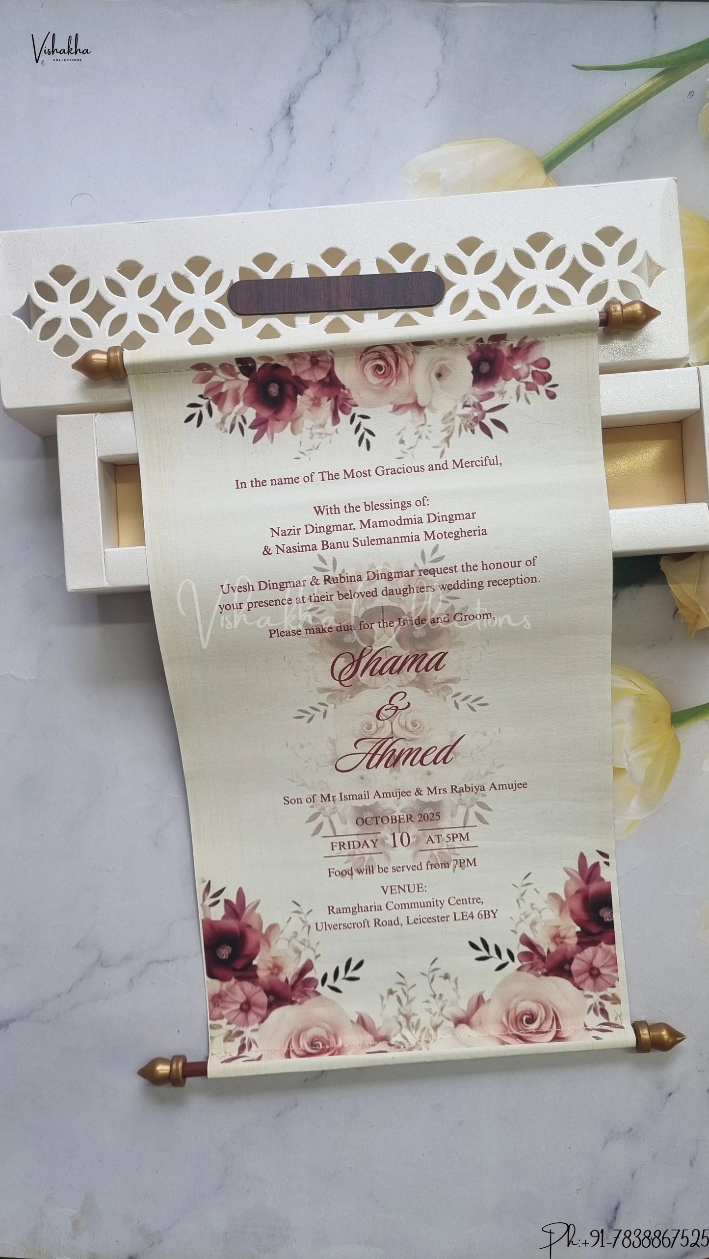 Hindu Muslim Christian Jain Sikh Scroll Farman Colored wedding invitation Cards FC-085