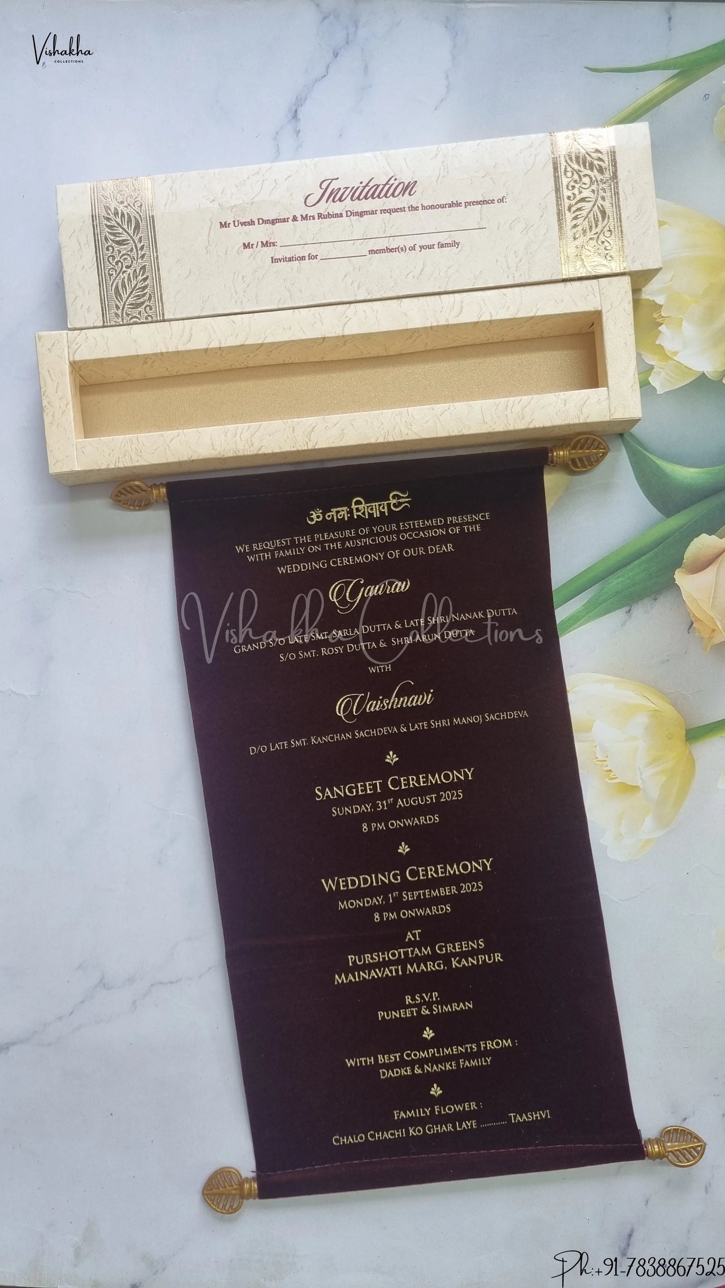 Hindu Muslim Christian Jain Sikh Scroll Farman Colored wedding invitation Cards FC-093