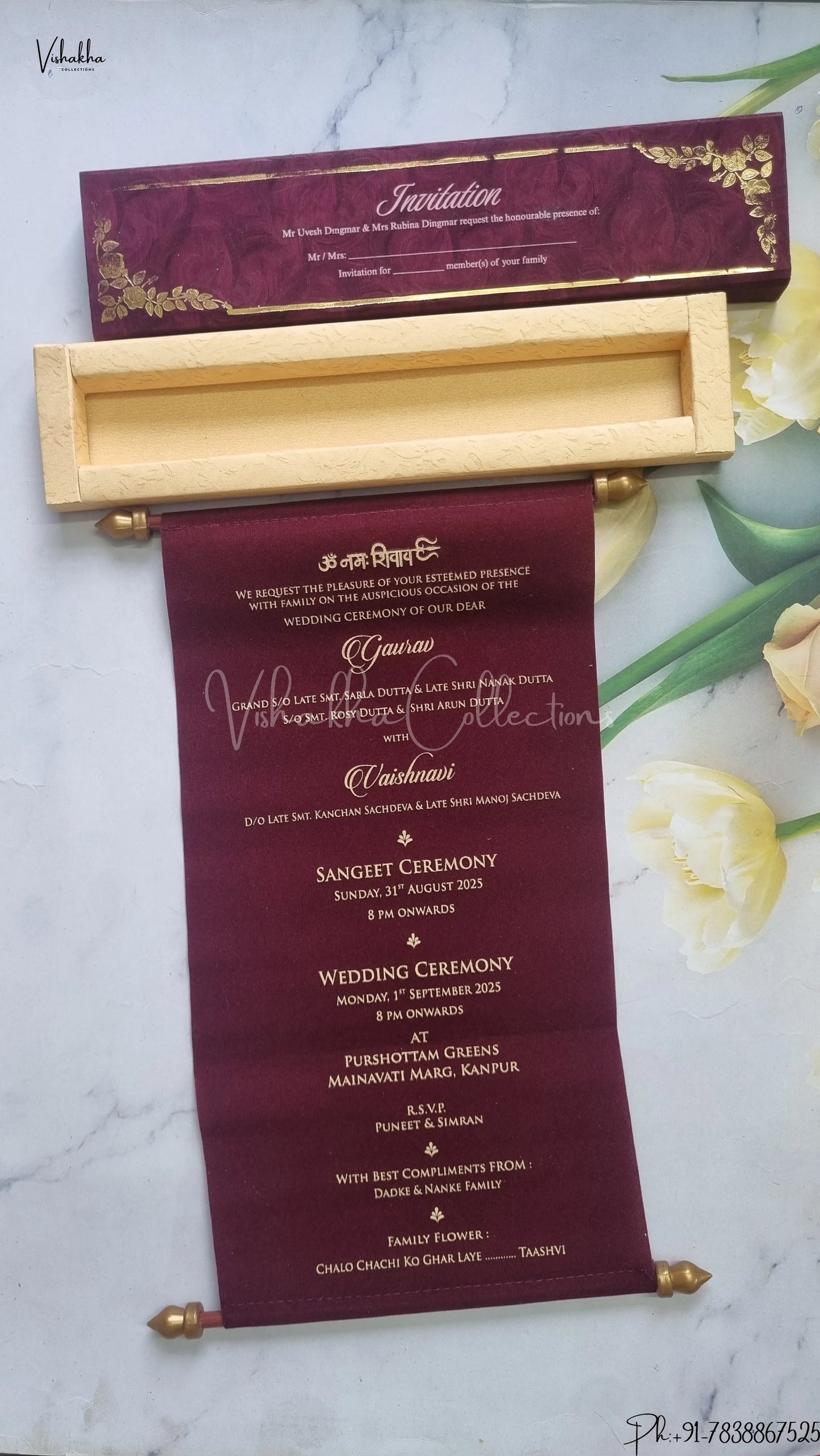 Hindu Muslim Christian Jain Sikh Scroll Farman Colored wedding invitation Cards FC-098