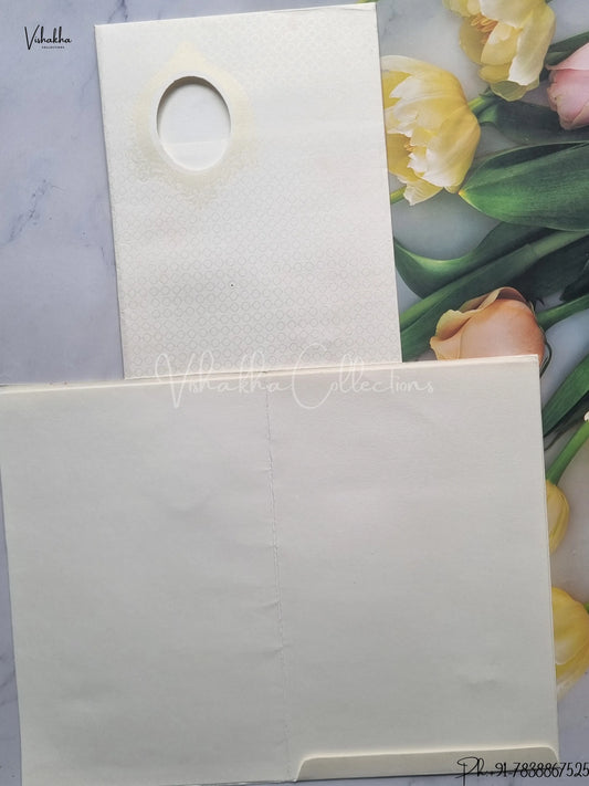 Radha Krishna Ganesh Ji Hindu Cream Colored wedding invitation Cards GS-122