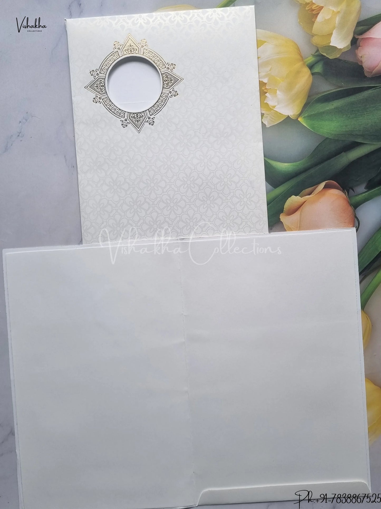 Ganesh Ji Hindu White Colored wedding invitation Cards GS-123