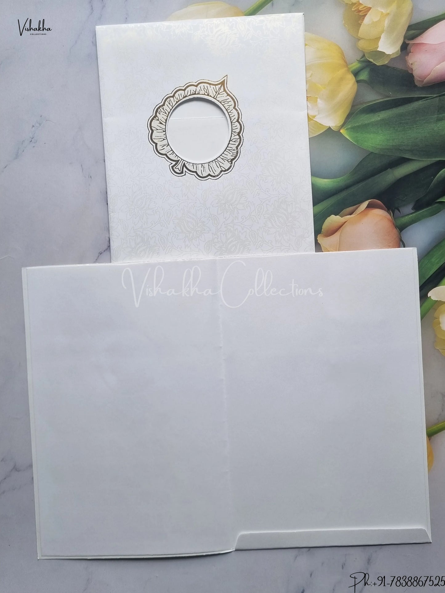 Ganesh Ji Hindu White And Orange Colored wedding invitation Cards GS-127