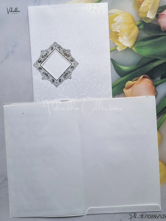 Hindu Muslim Christian Jain Sikh White Colored wedding invitation Cards GS-128