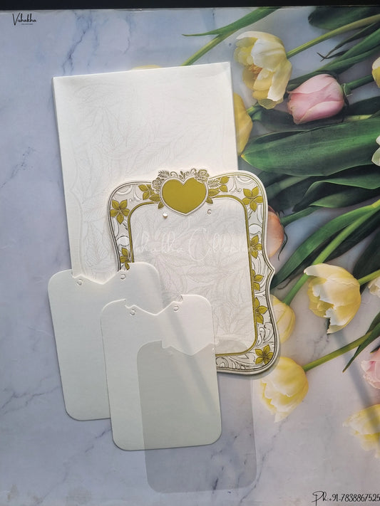 Semi Box Flower Hindu Muslim Christian Jain Sikh White And Mehndi Green Colored wedding invitation Cards GS-138