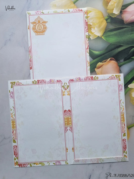 Ganesh Ji Flower Hindu White Colored wedding invitation Cards GS-4861