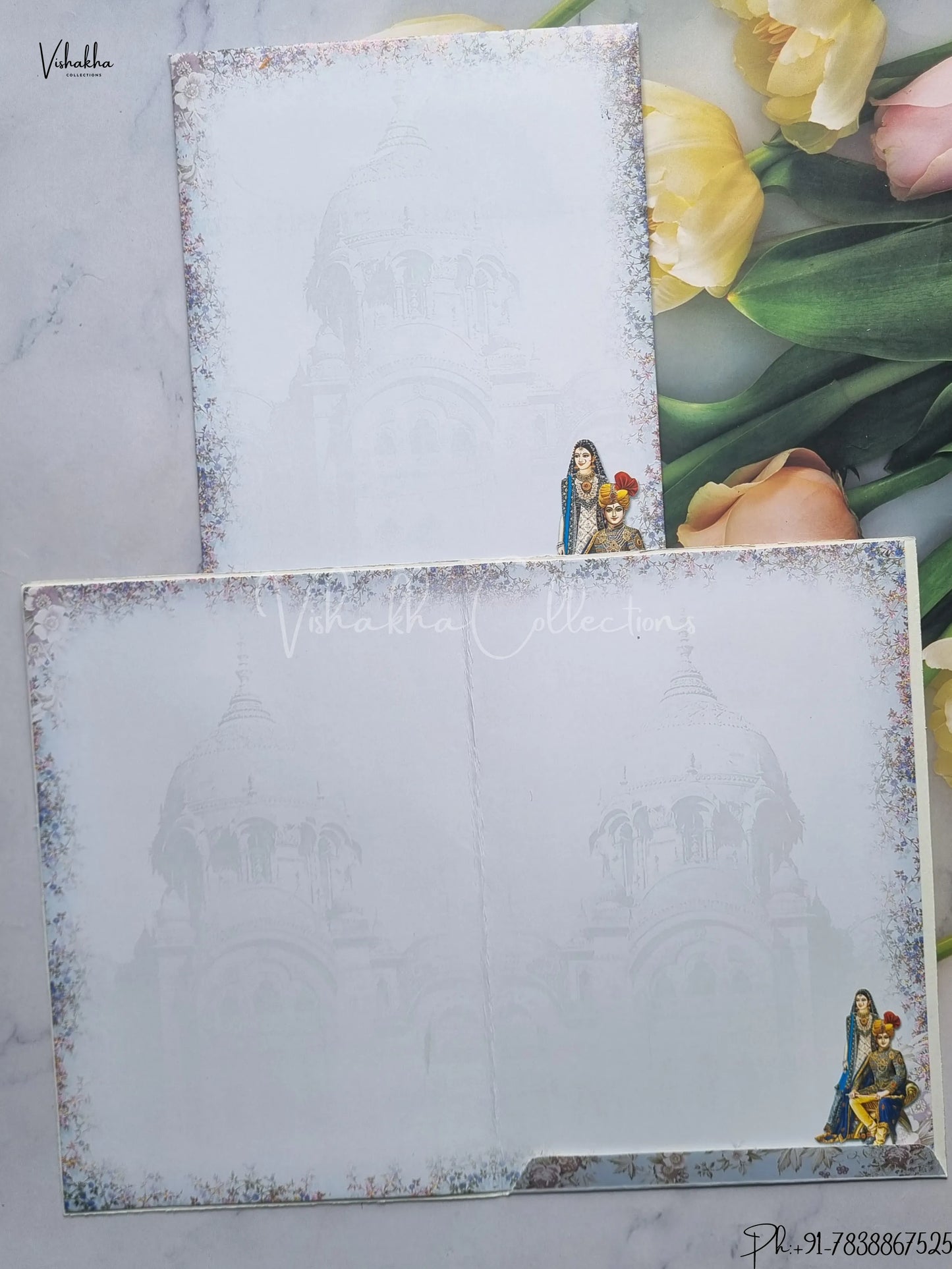 Ganesh Ji Dulah Dulhan Hindu Greyish Blue Colored wedding invitation Cards GS-5013