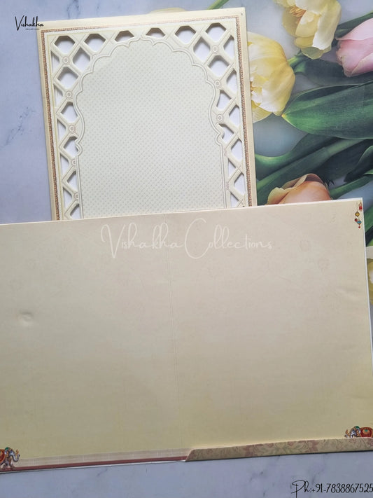 Ganesh Ji Dulah Dulhan Hindu Light Brown Colored wedding invitation Cards GS-5029