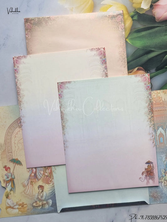 Semi Box Ganesh Ji Dulah Dulhan Hindu Multicolor Colored wedding invitation Cards GS-5036