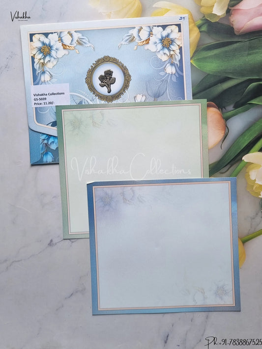 Flower Hindu Muslim Christian Jain Sikh Blue Colored wedding invitation Cards GS-5039