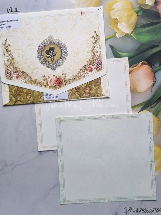 Flower Hindu Muslim Christian Jain Sikh Mehndi Green Colored wedding invitation Cards GS-5040