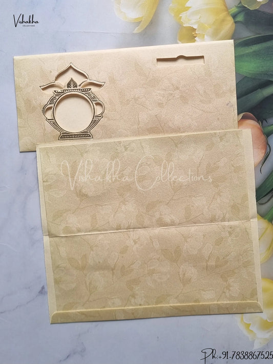 Ganesh Ji Hindu Beige Colored wedding invitation Cards GS-56