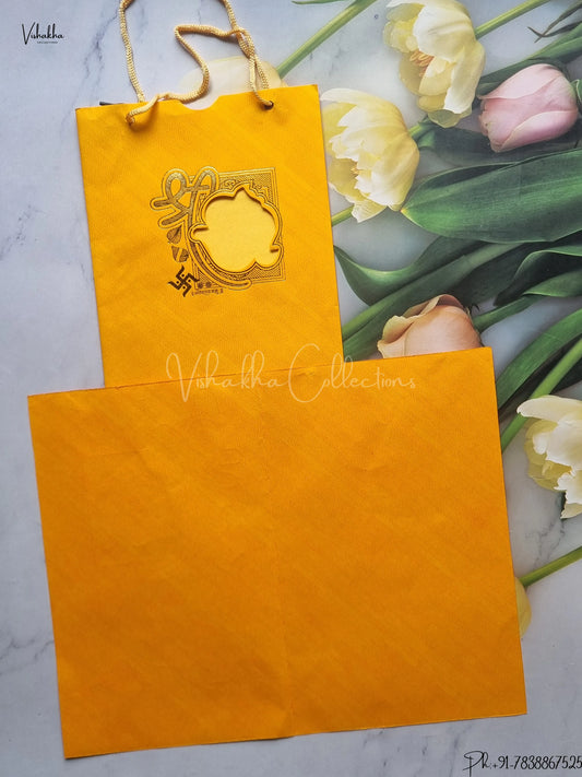 Ganesh Ji Hindu Carry Bag Red And Yellow Colored wedding invitation Cards GS-6