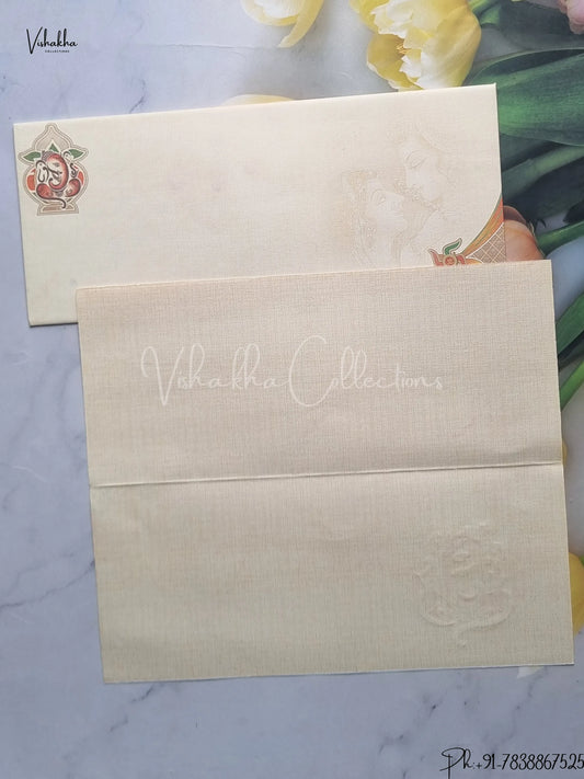 Radha Krishna Ganesh Ji Hindu Multicolor Colored wedding invitation Cards GS-73