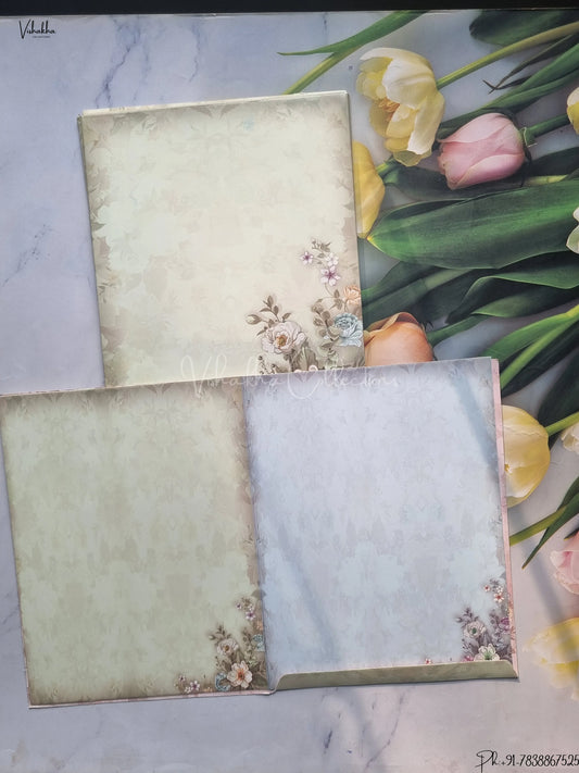 Semi Box Flower Hindu Muslim Christian Jain Sikh Pastel Green Colored wedding invitation Cards GS-889