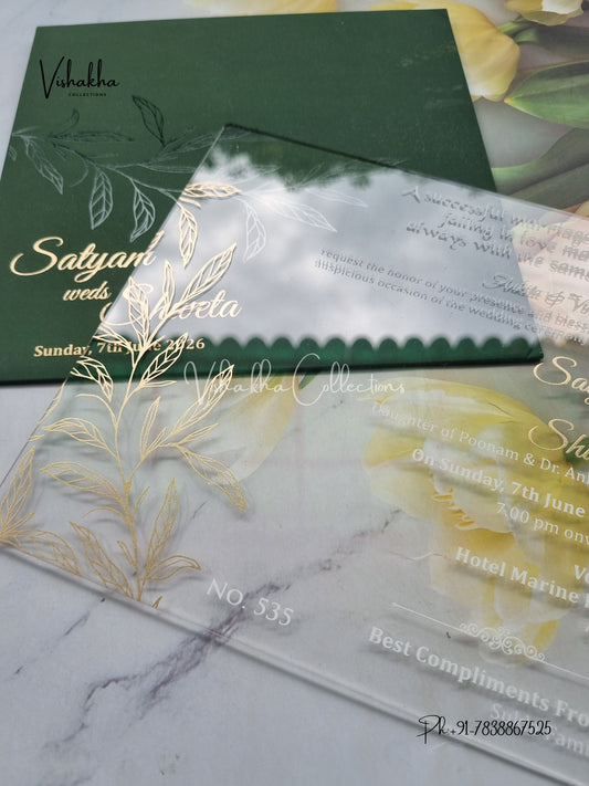 Hindu Muslim Christian Sikh Acrylic invitation Cards LN-535