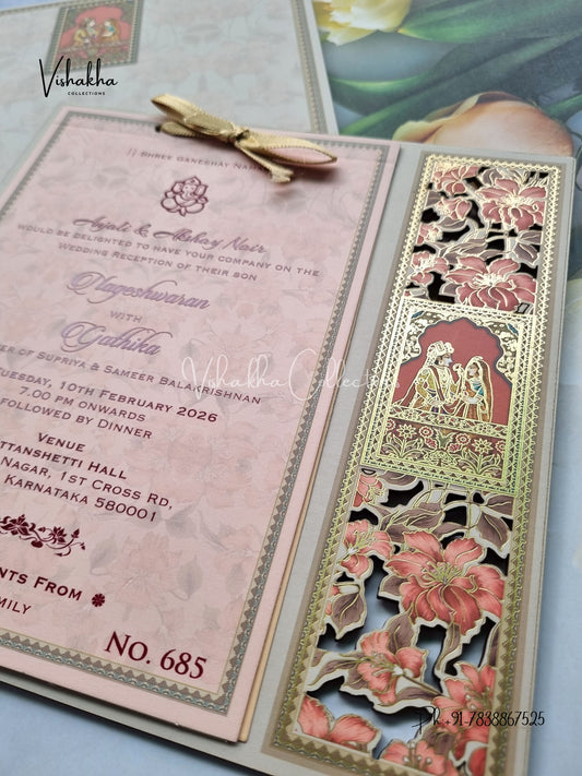 Hindu Sikh MDF Board Laser Cut Colored invitation Cards LN-685