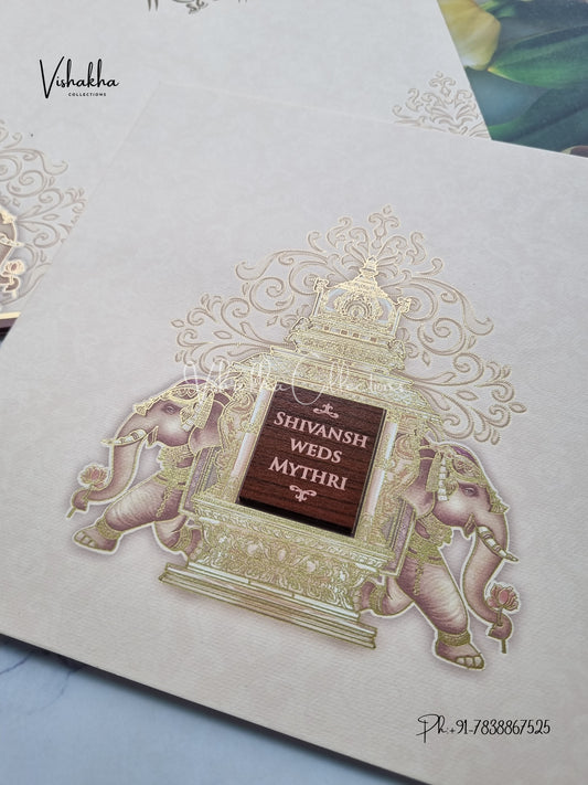 Hathi Hindu Sikh Colored invitation Cards LN-744