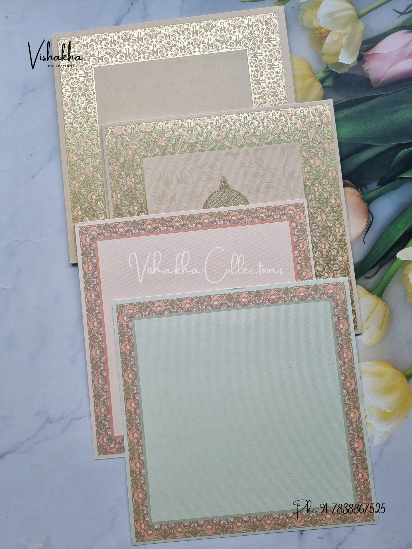 Hindu Muslim Christian Sikh Colored invitation Cards LN-748