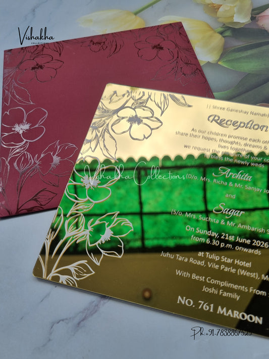 Hindu Muslim Christian Sikh Acrylic invitation Cards LN-761