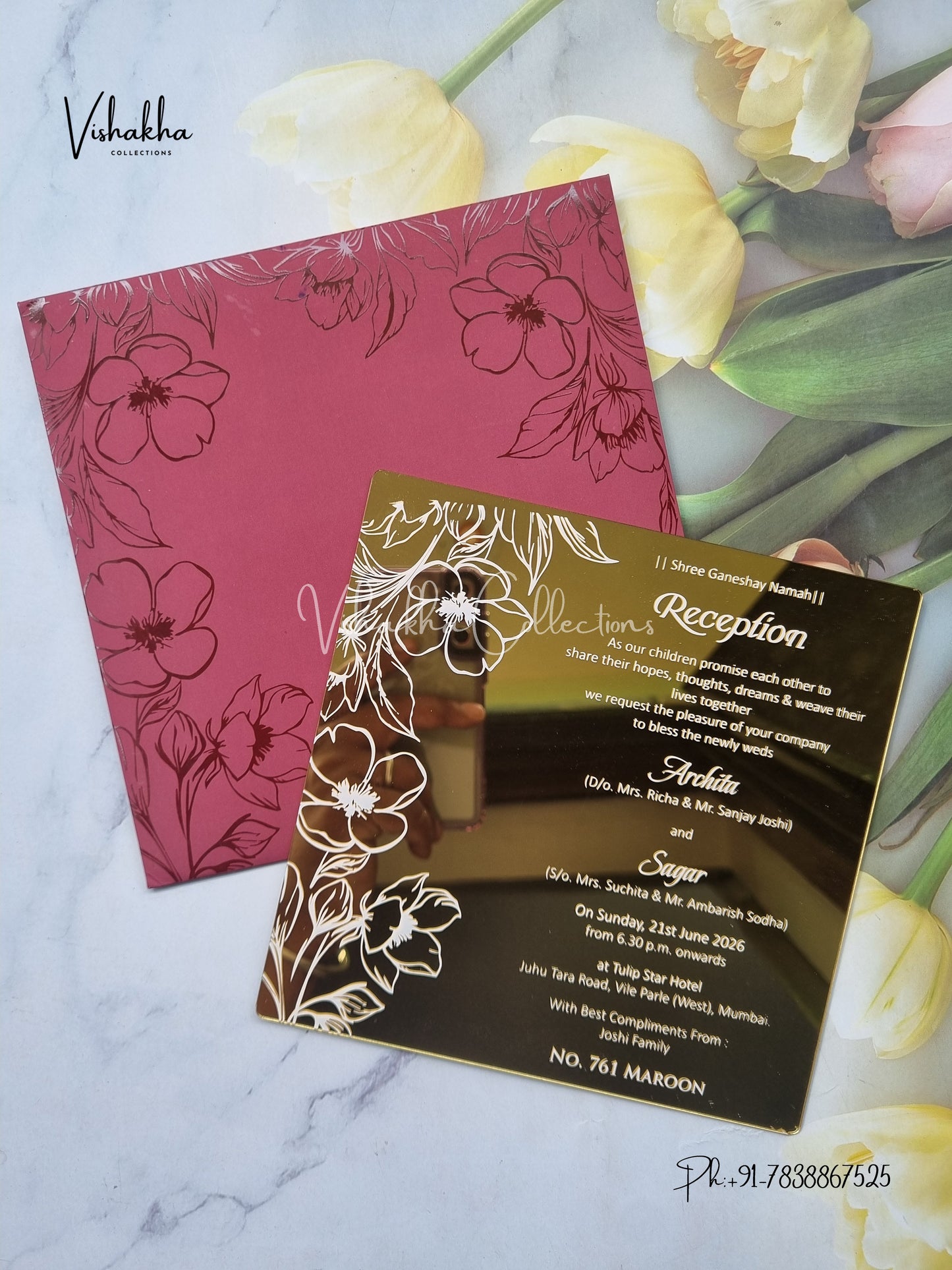 Hindu Muslim Christian Sikh Acrylic invitation Cards LN-761