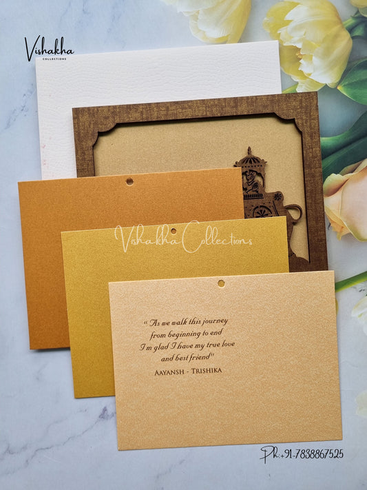 Hindu Sikh MDF Board Laser Cut Colored invitation Cards LN-778