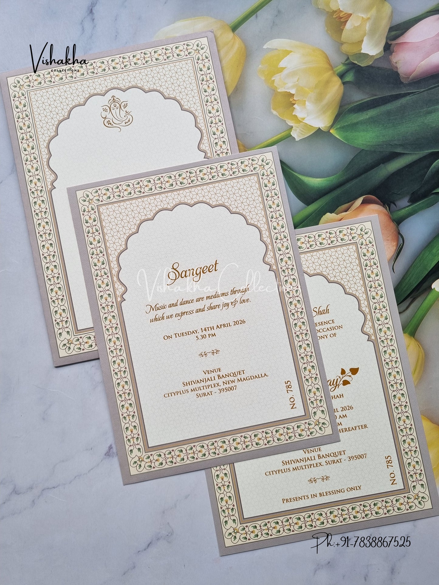 Hindu Muslim Christian Sikh Colored invitation Cards LN-785