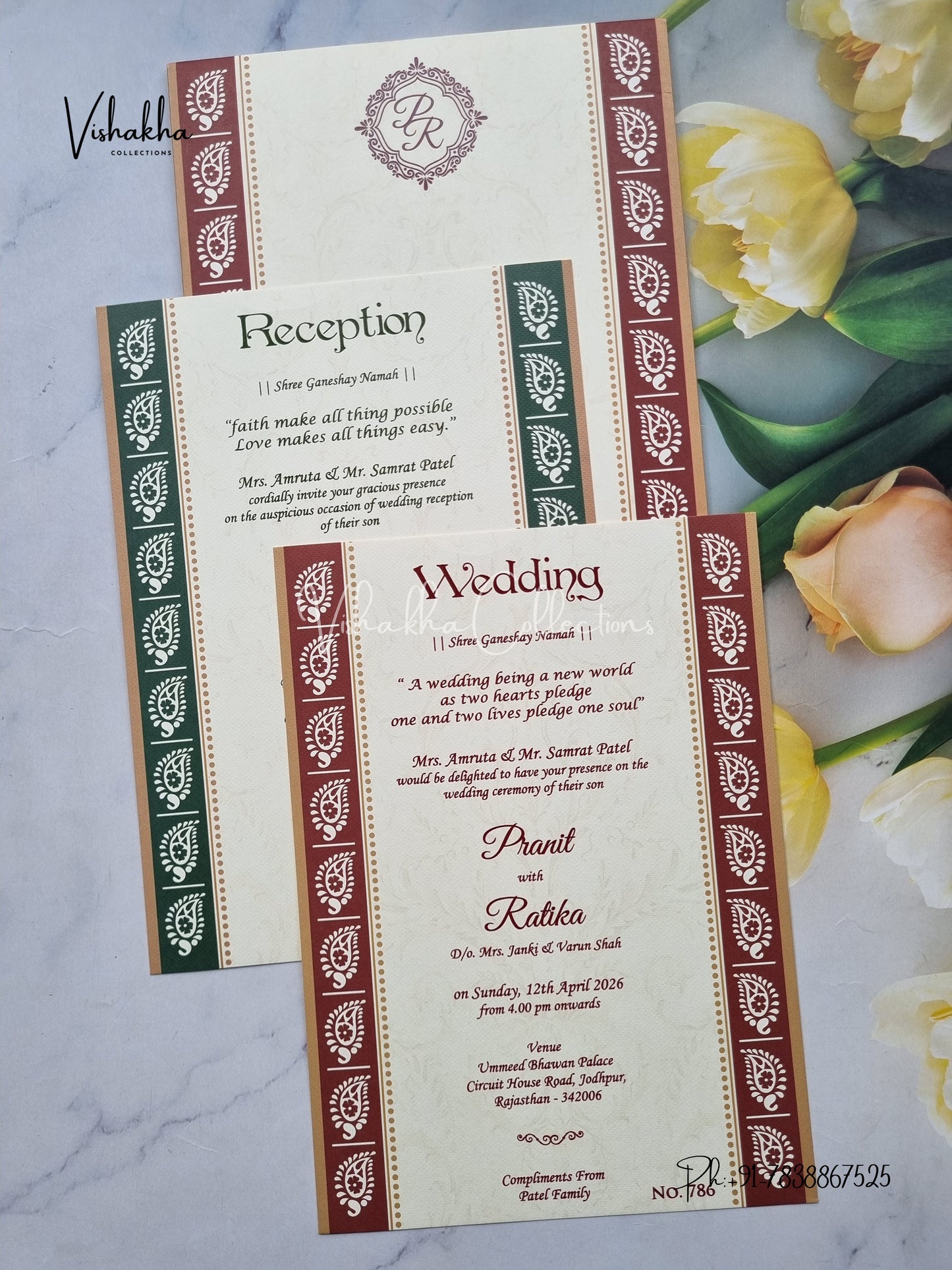 Hindu Muslim Christian Sikh Colored invitation Cards LN-786