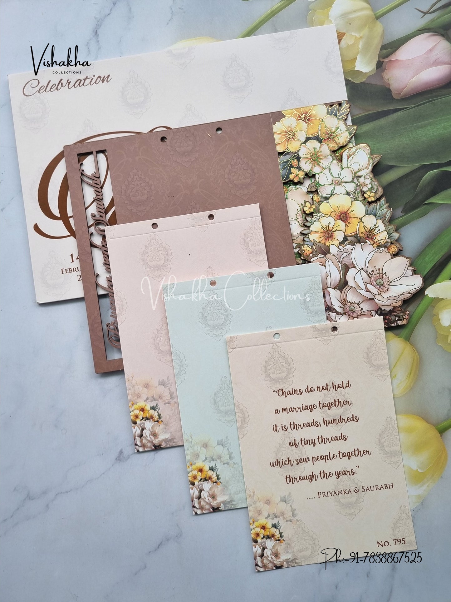 Hindu Muslim Christian Sikh MDF Board Laser Cut Named MDF Laser Cut Colored invitation Cards LN-795