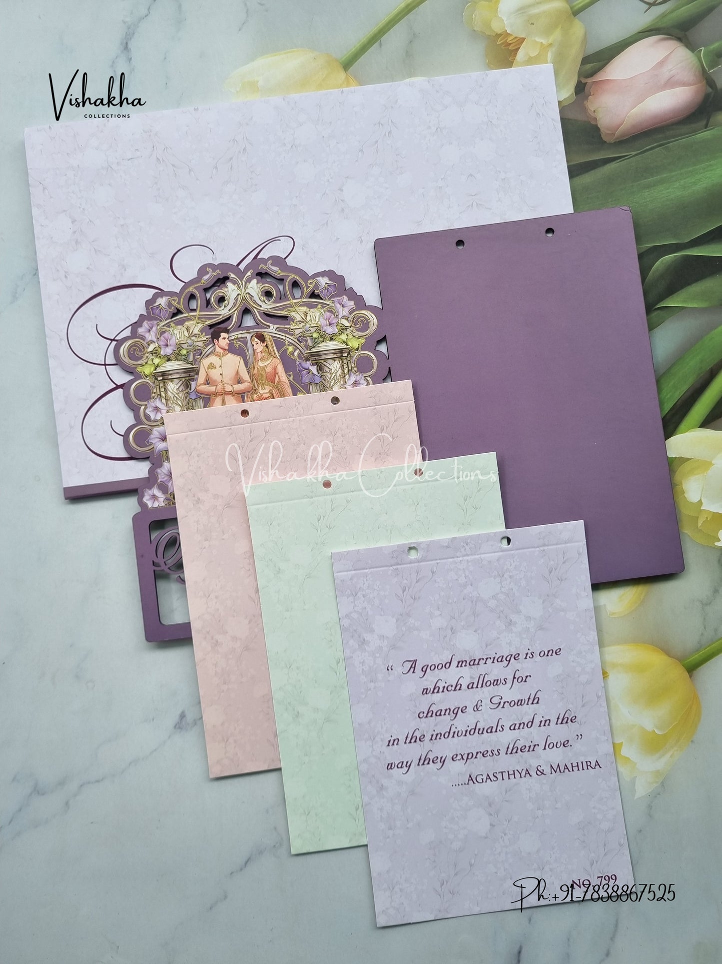 Dulah Dulhan Hindu Sikh MDF Board Laser Cut Named MDF Laser Cut Colored invitation Cards LN-799