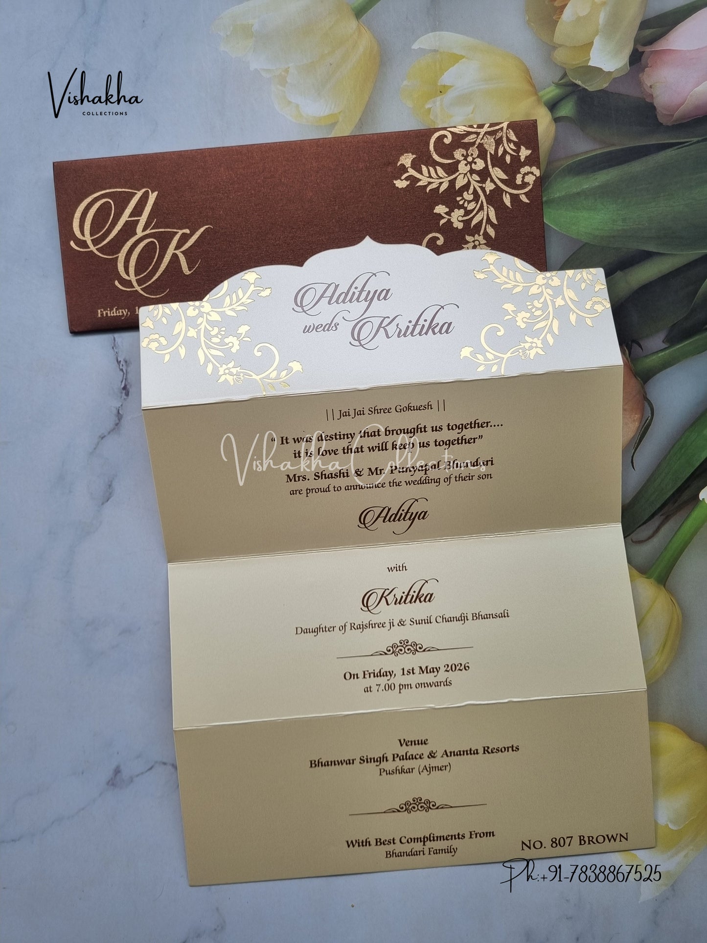 Single Insert Hindu Muslim Christian Sikh invitation Cards LN-807